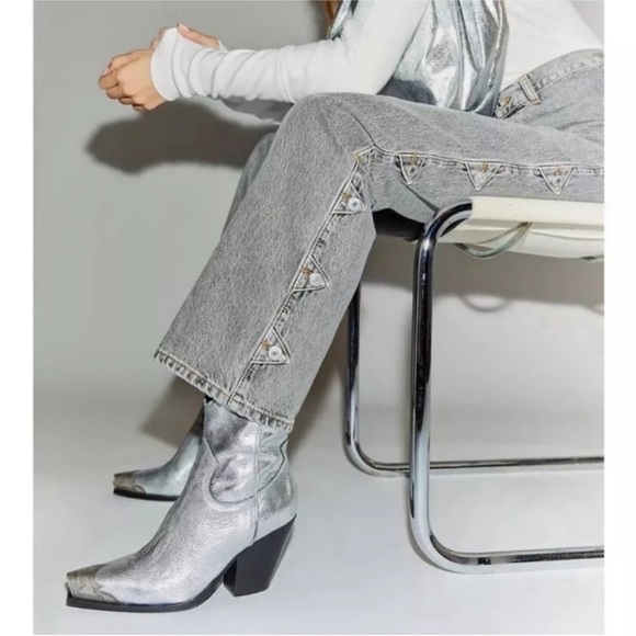 Free People Brayden Western Boot (Women) Sz 7.5 37.5 Silver...